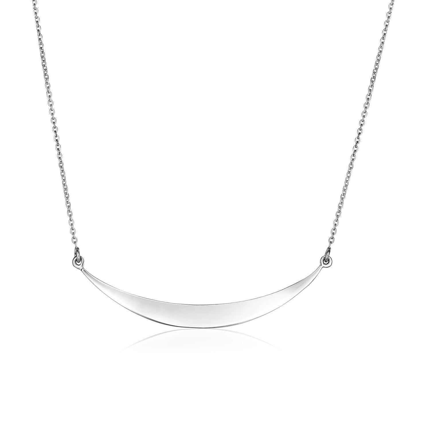 Sterling Silver Polished Curve Necklace, size 18''