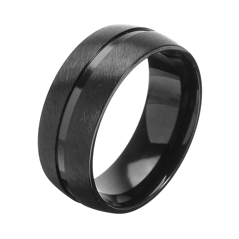 8mm Black Stainless Steel Men Ring Jewelry Clothing Accessories