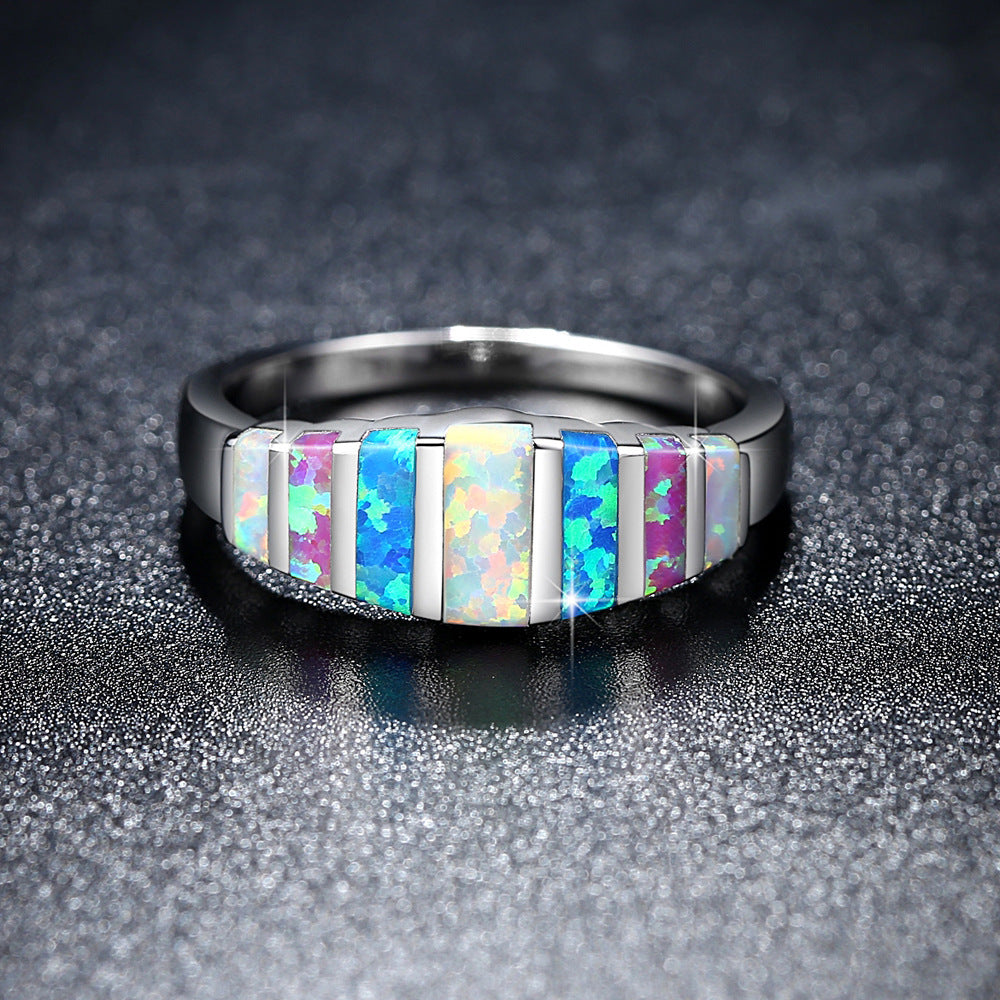 Unisex Trendy Colorful Opal Casual Rings Wedding Jewerly
