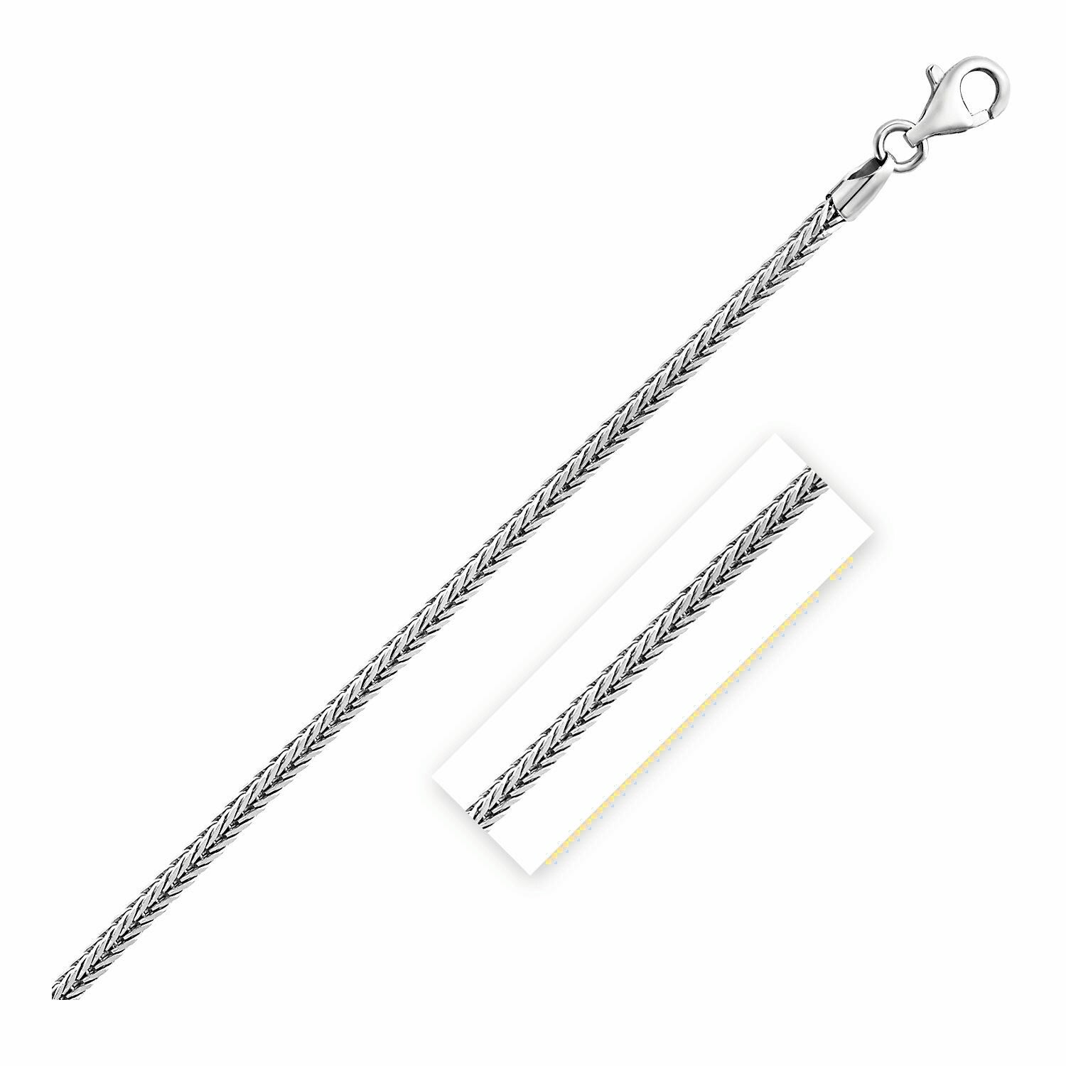 Sterling Silver Rhodium Plated Foxtail 2.0mm, size 20''