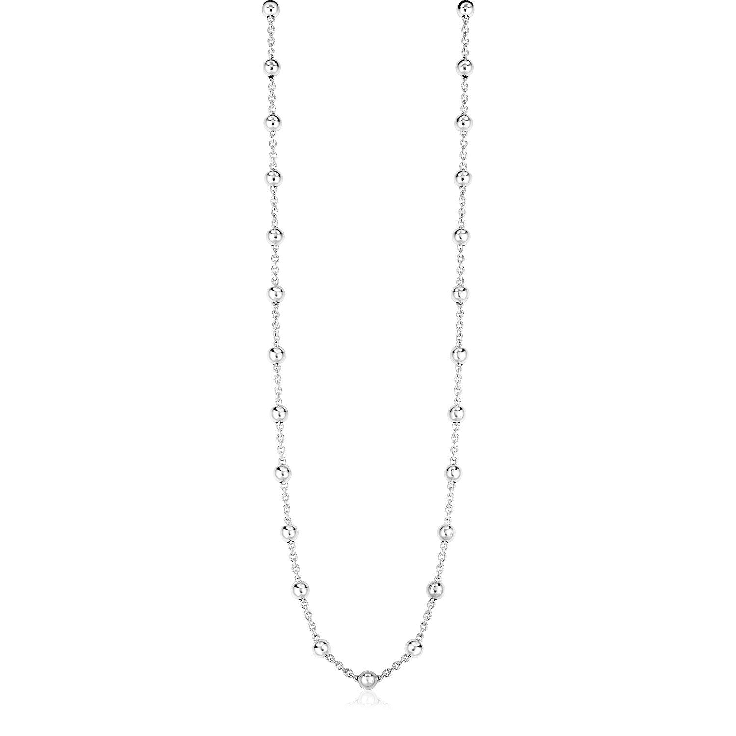 Sterling Silver Station Necklace with Polished Beads, size 24''