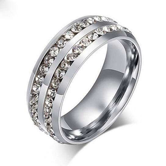 Ring Size,Ring Color: 6 / Gold - I Trust You Ring Double Row Channel Set CZ Stones In Titanium Steel