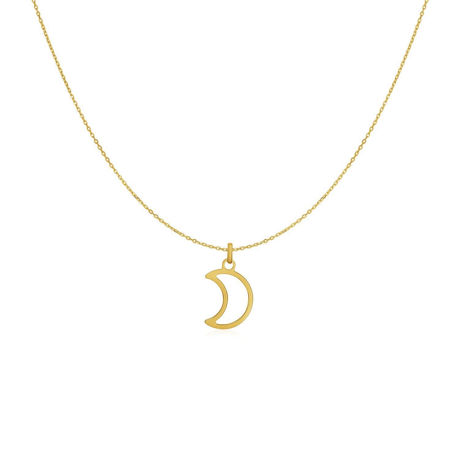 14k Yellow Gold Necklace with Moon, size 18''