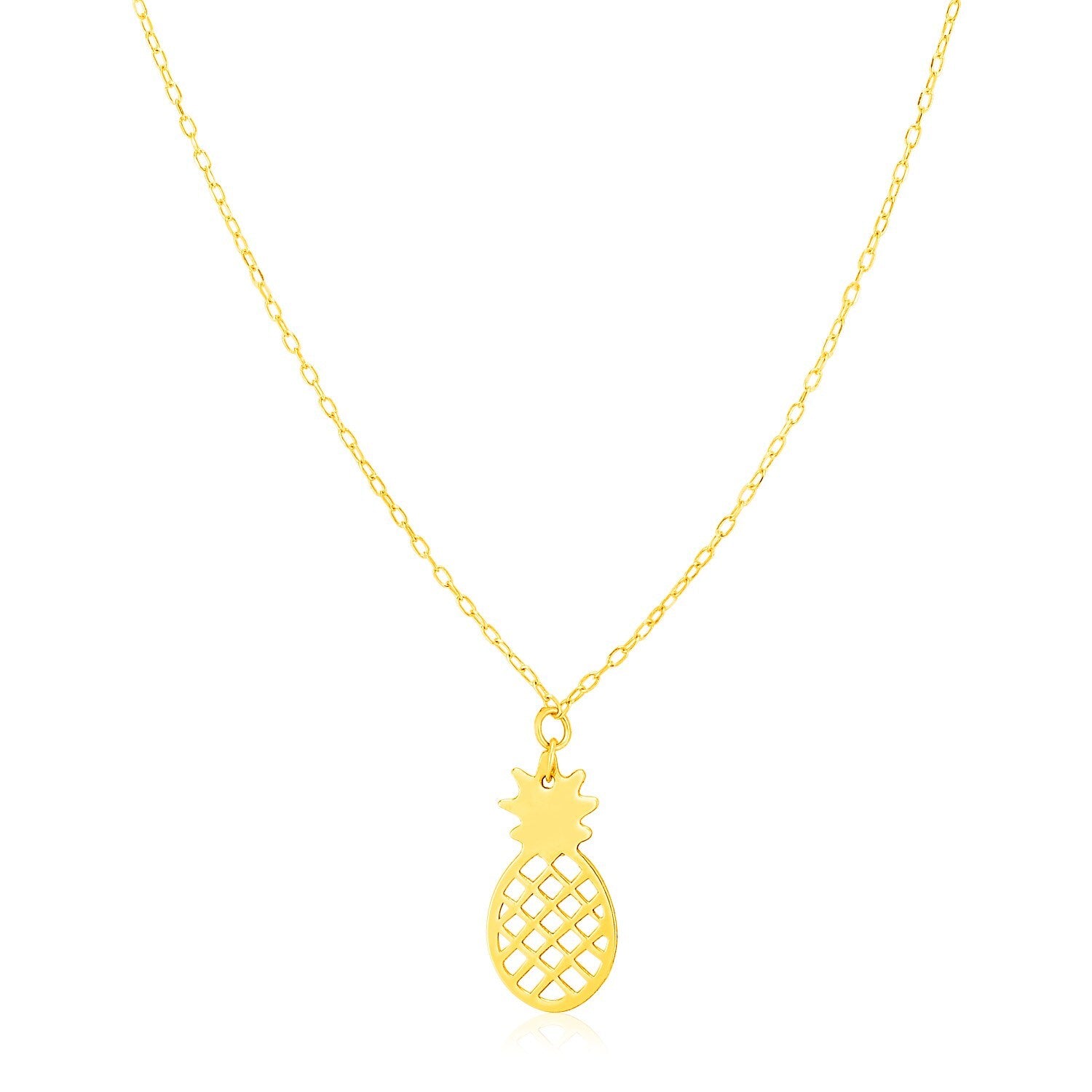 14K Yellow Gold Pineapple Necklace, size 18''