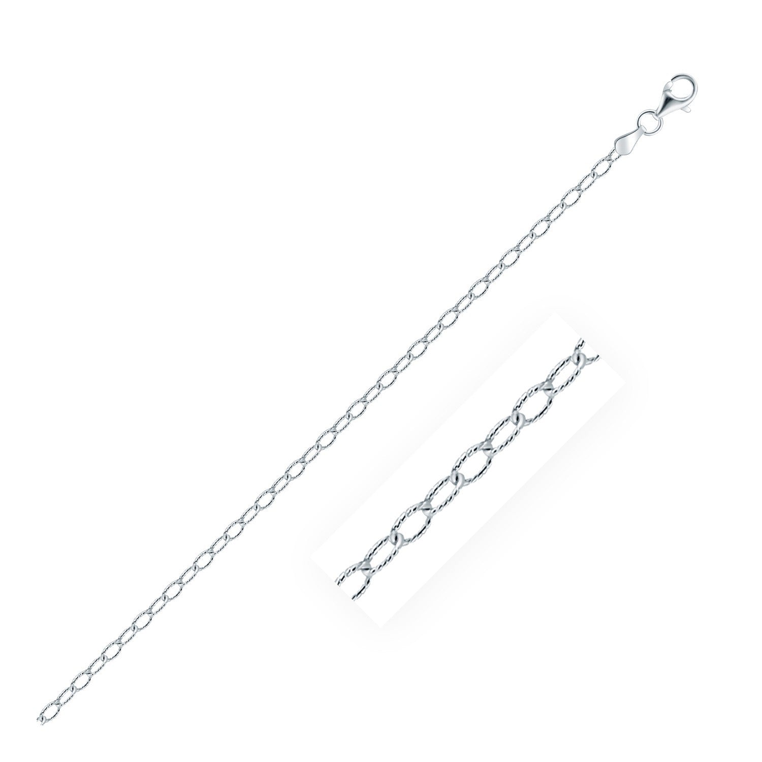 Rhodium Plated 2.5mm Sterling Silver Rolo Style Chain, size 18''