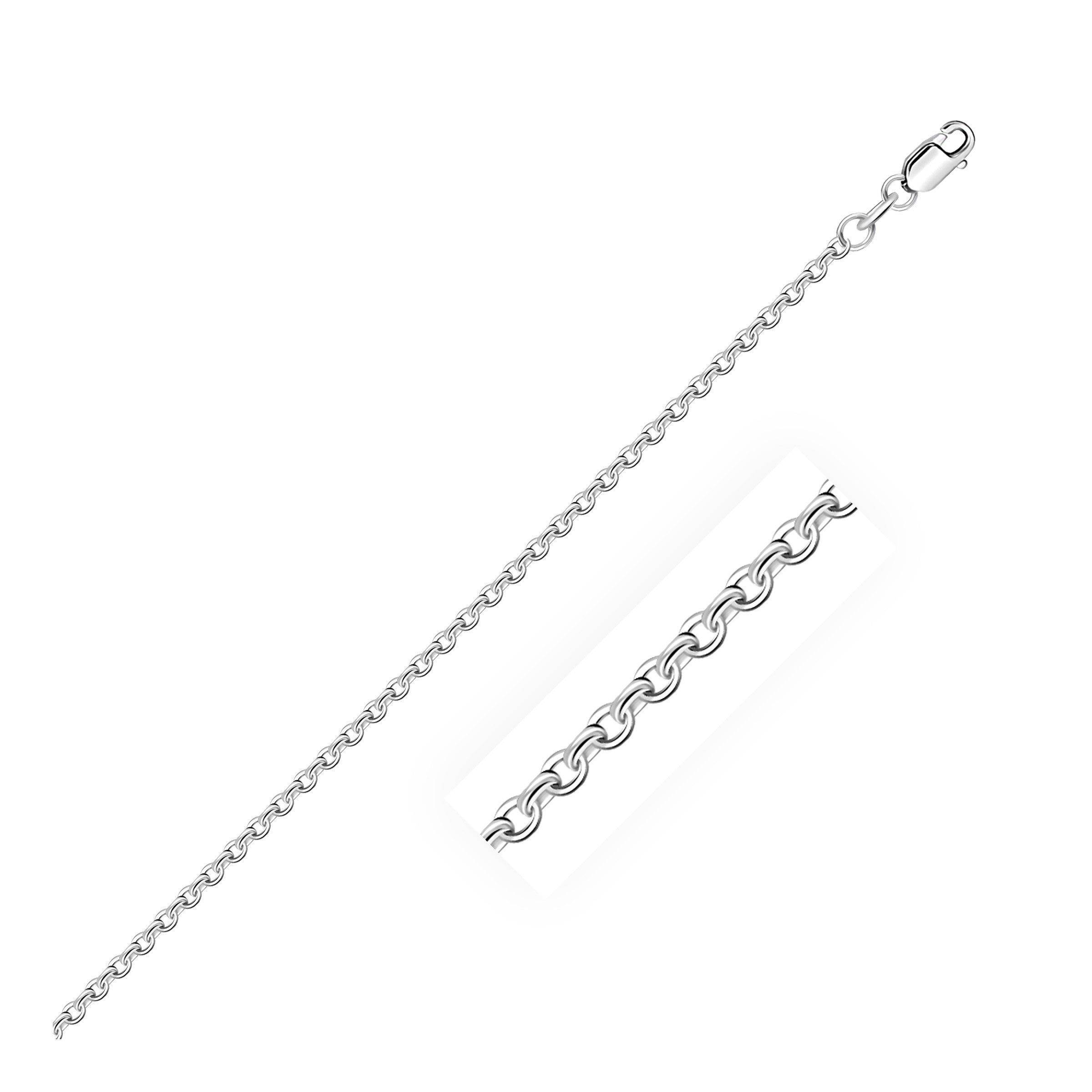 Sterling Silver Rhodium Plated Cable Chain 1.9mm, size 16''