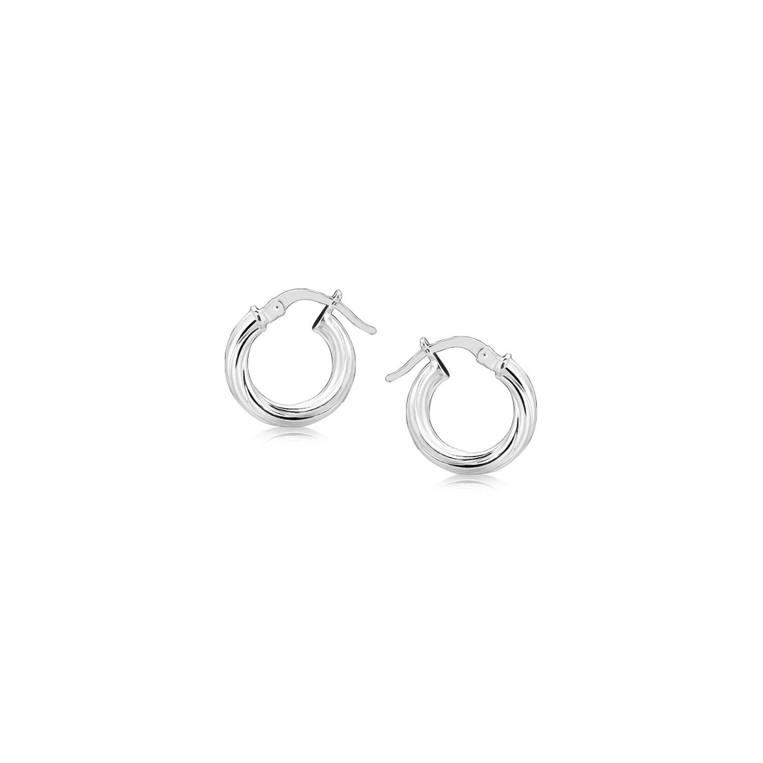 Sterling Silver Twist Style Small Size Hoop Earrings