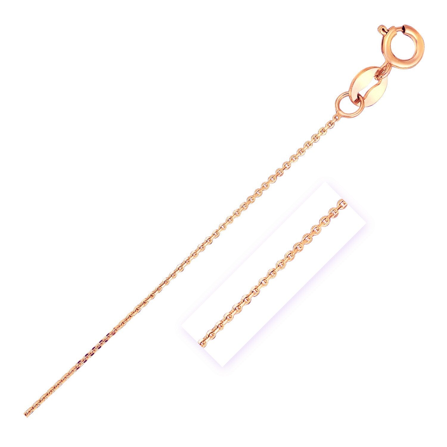14k Rose Gold Diamond Cut Cable Link Chain 0.7mm, size 18''