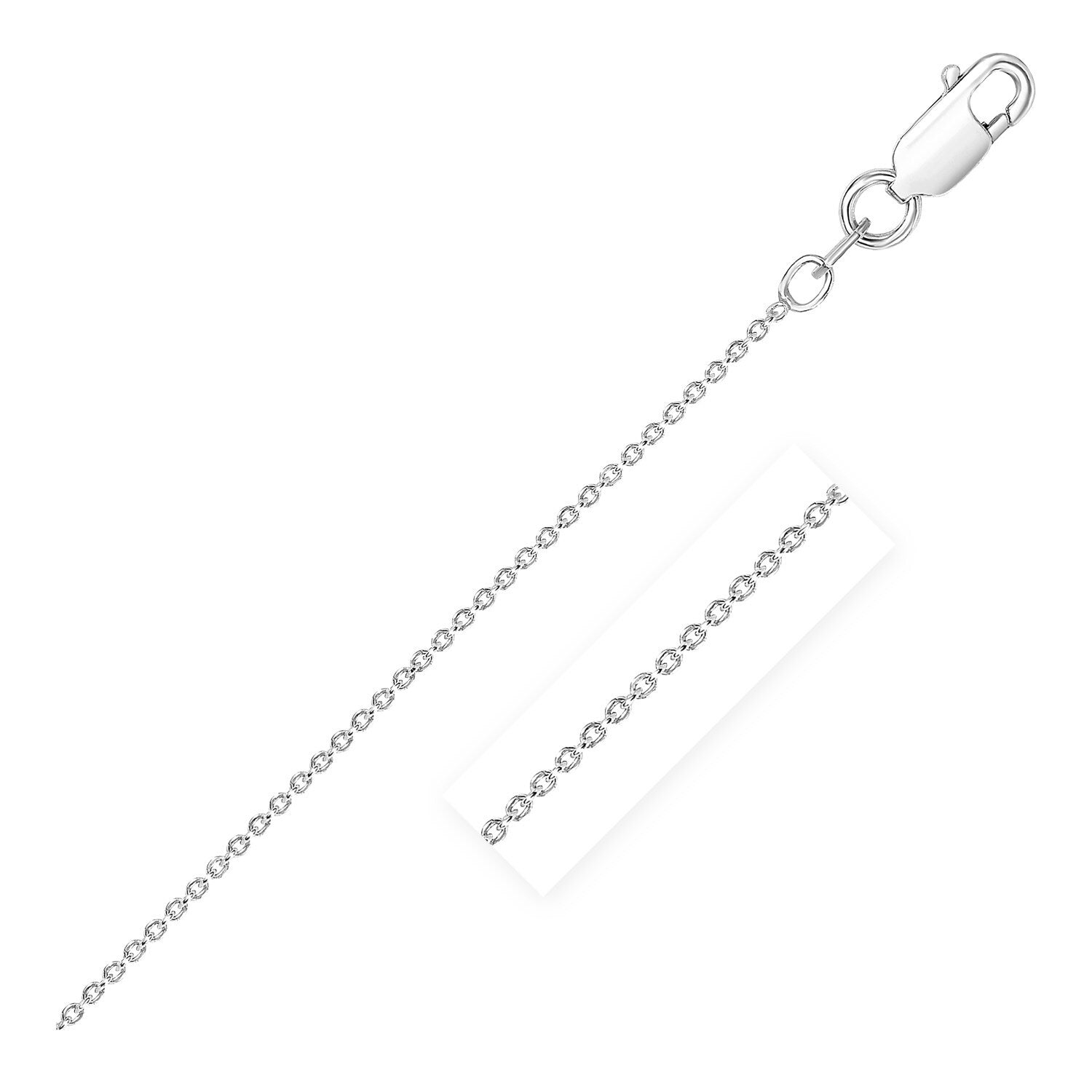 Sterling Silver Rhodium Plated Round Cable Chain 1.8mm, size 16''