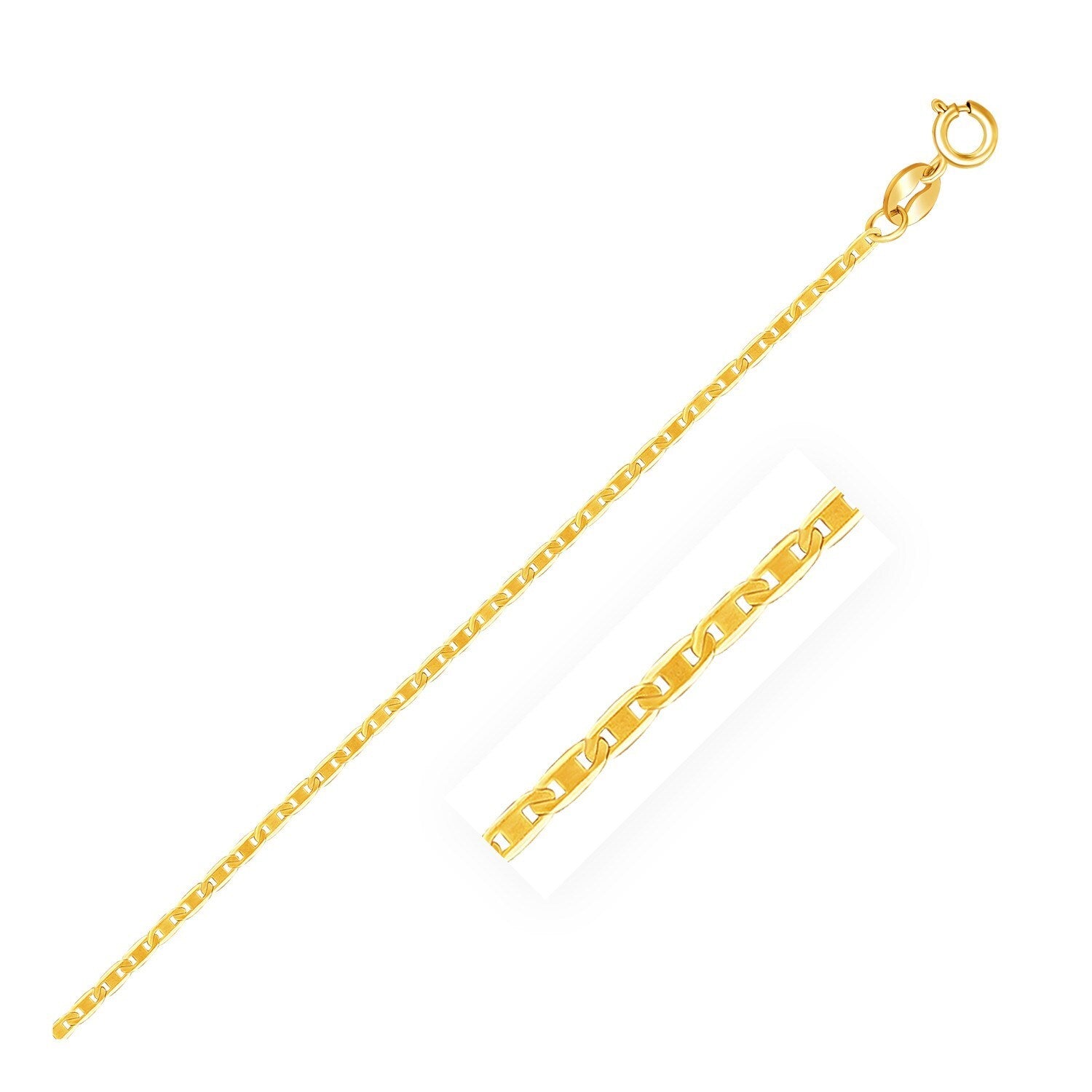 10k Yellow Gold Mariner Link Anklet 1.2mm, size 10''