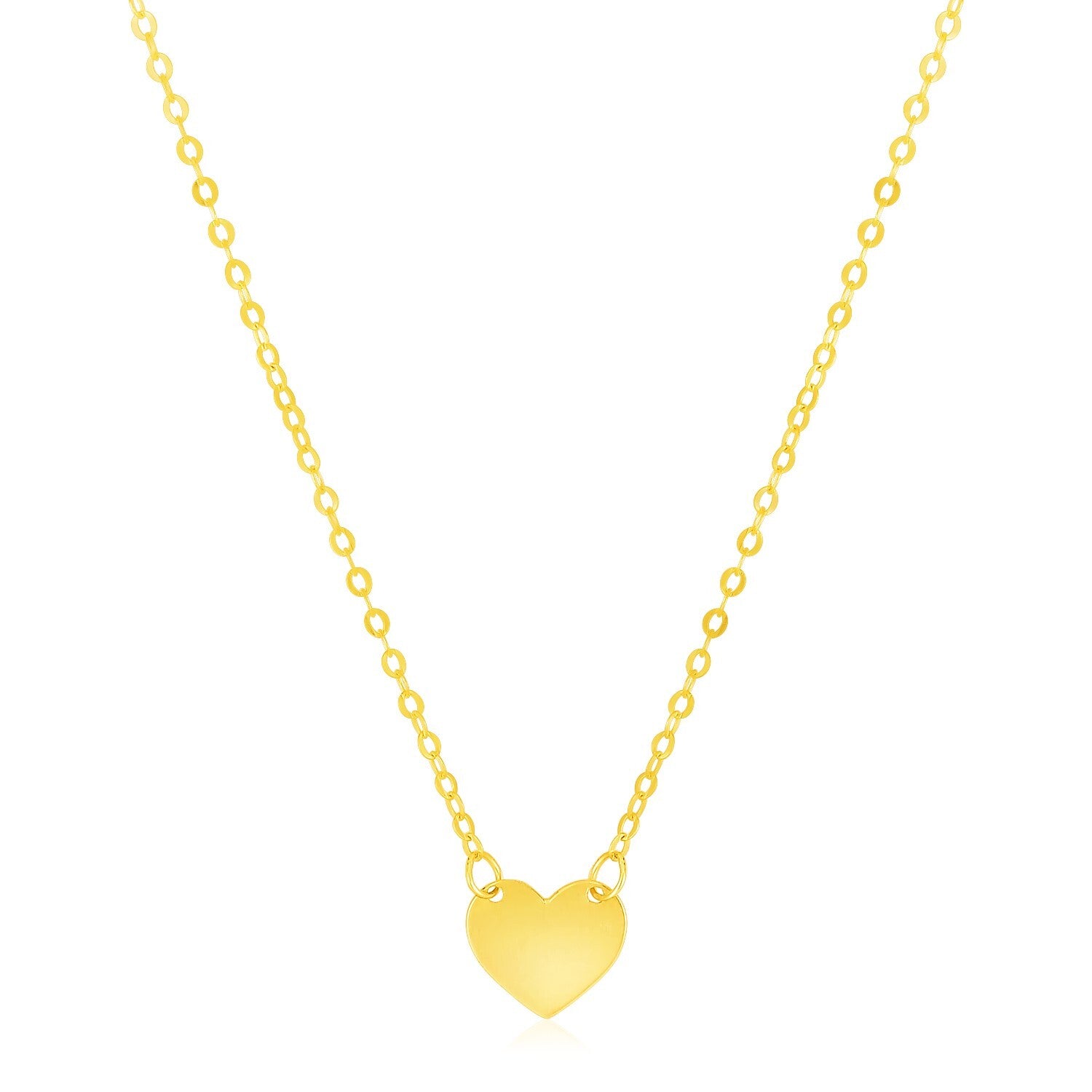 14k Yellow Gold Polished Mini Heart Necklace, size 18''