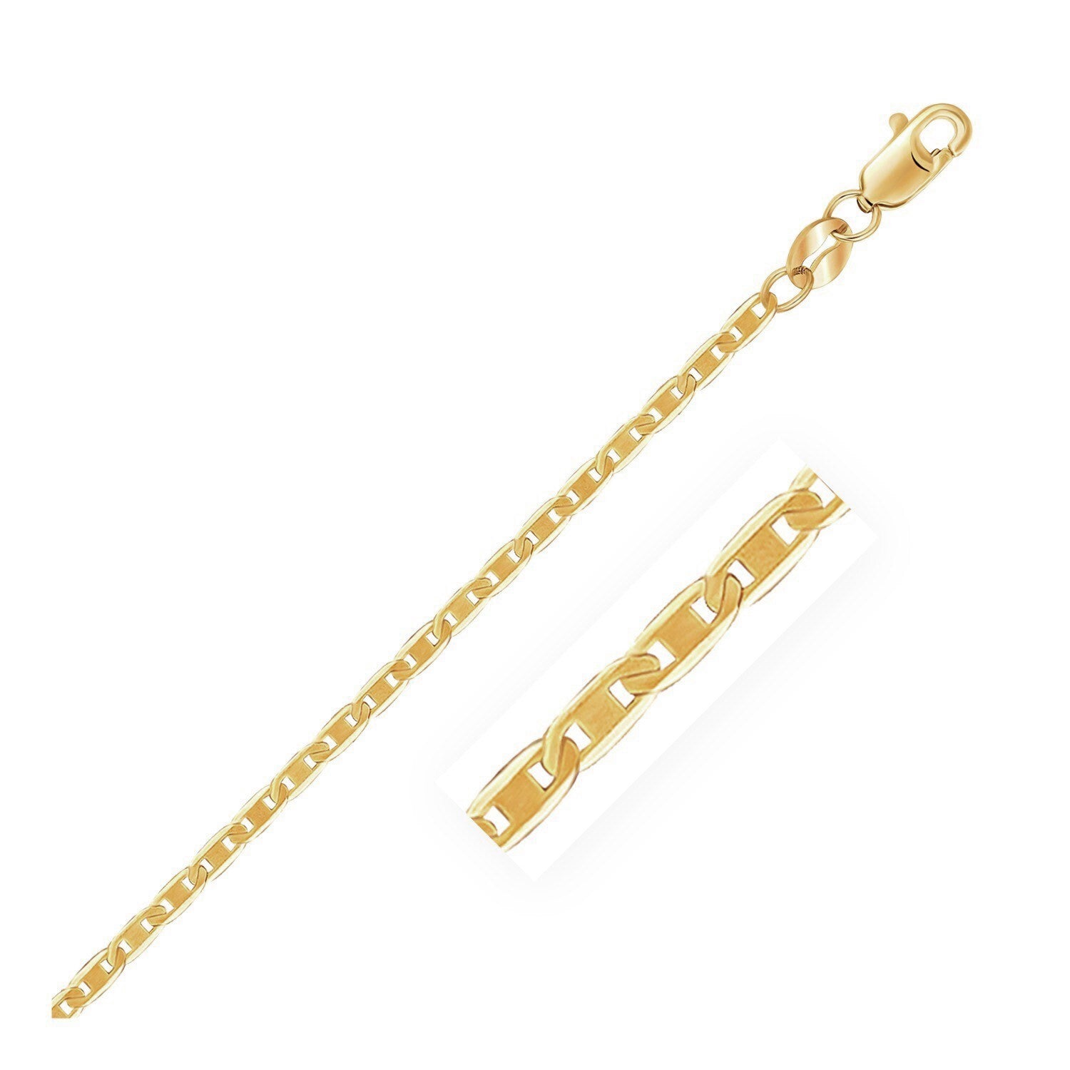 10k Yellow Gold Mariner Link Anklet 1.7mm, size 10''