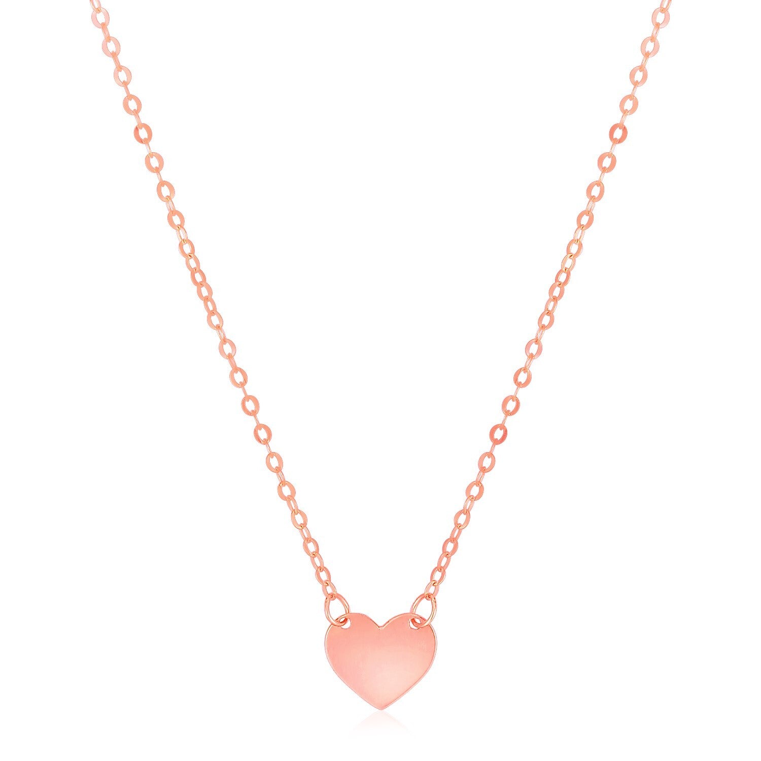 14k Rose Gold Polished Mini Heart Necklace, size 18''