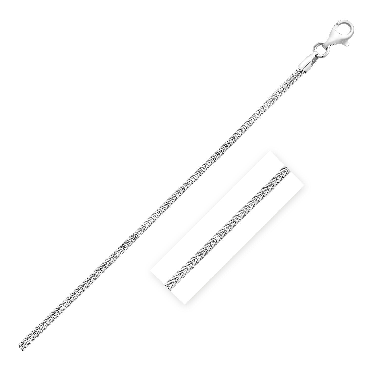 Sterling Silver Rhodium Plated Foxtail 1.6mm, size 20''