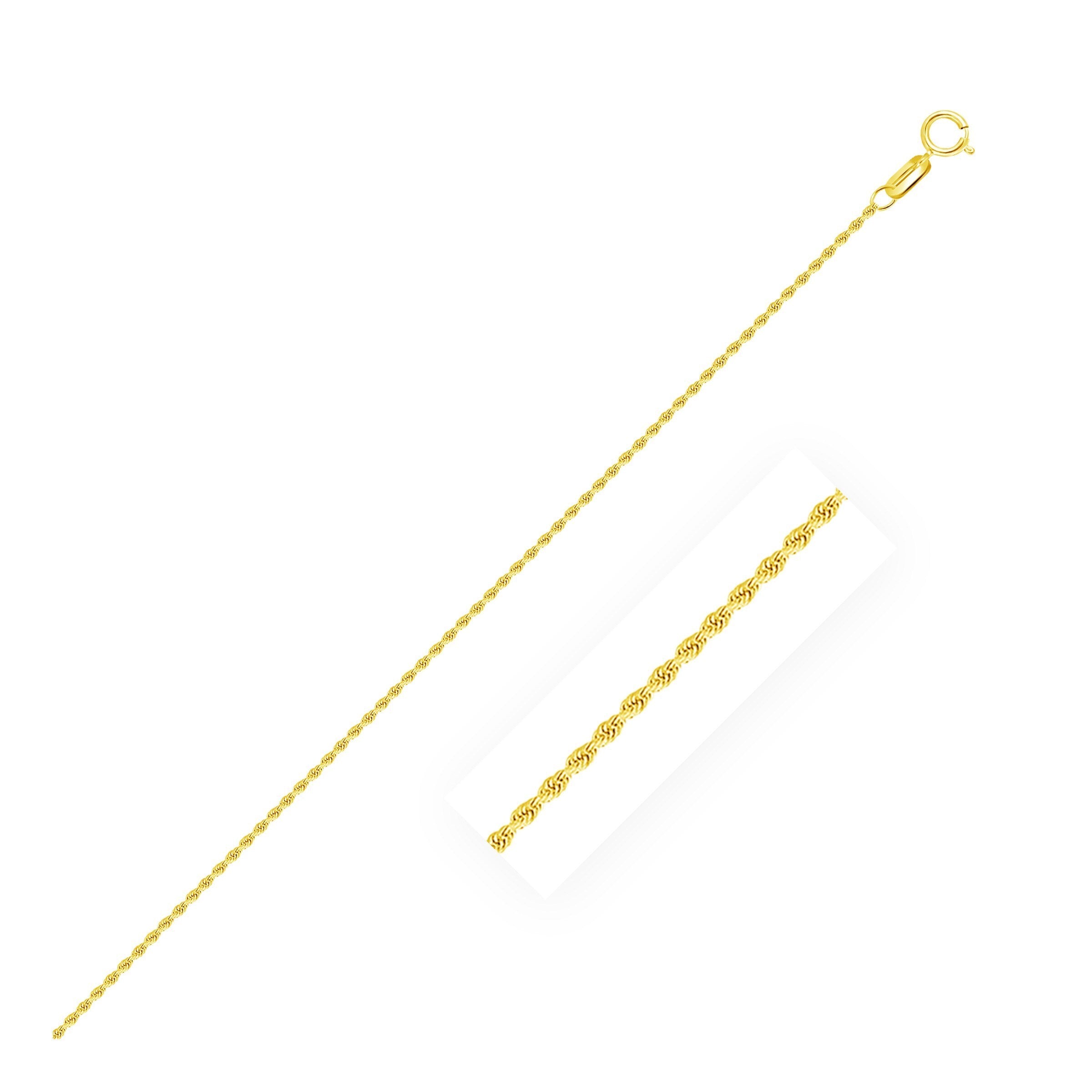 10k Yellow Gold Diamond Cut Rope Anklet 1.25mm, size 10''