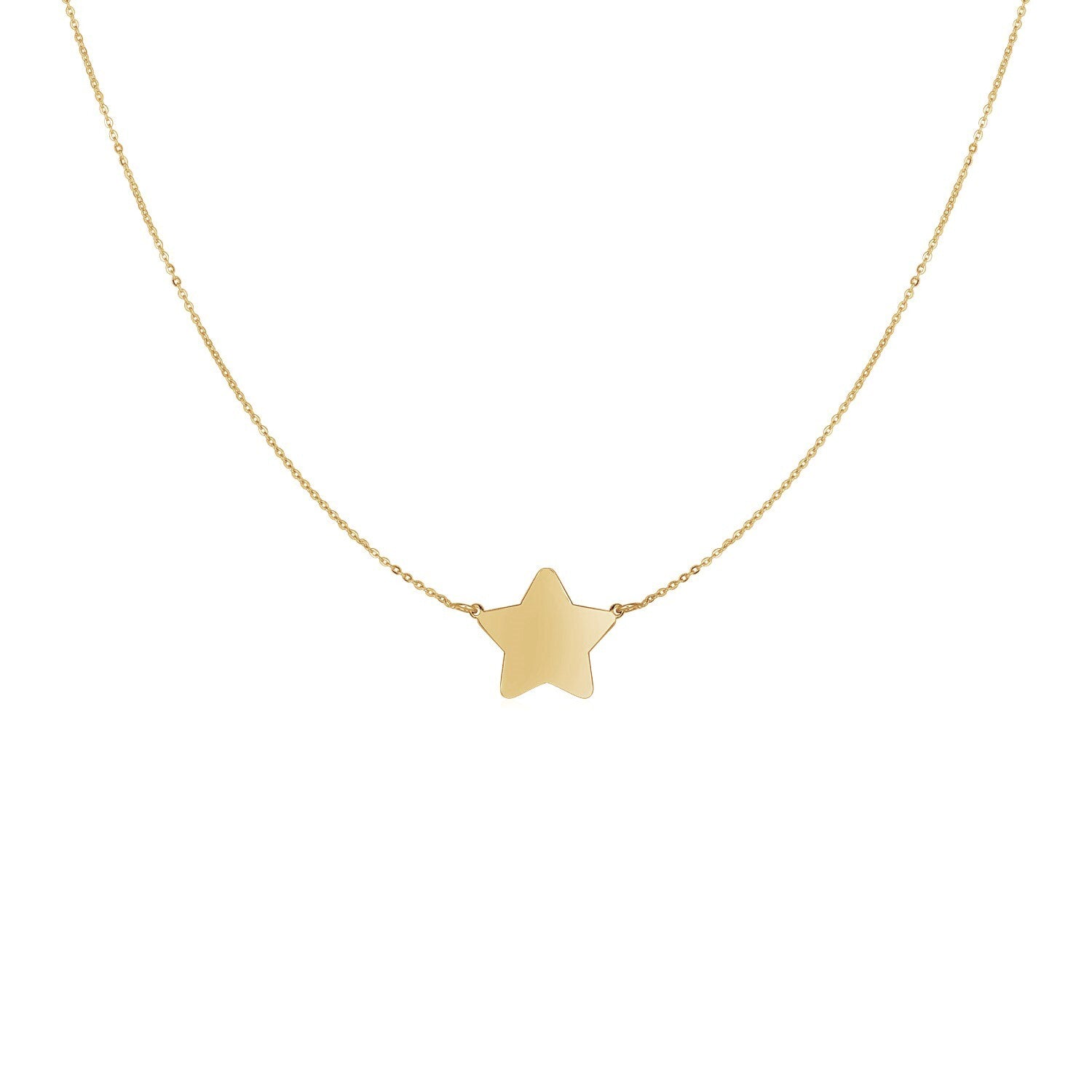 14k Yellow Gold Necklace with Five Pointed Star, size 18''