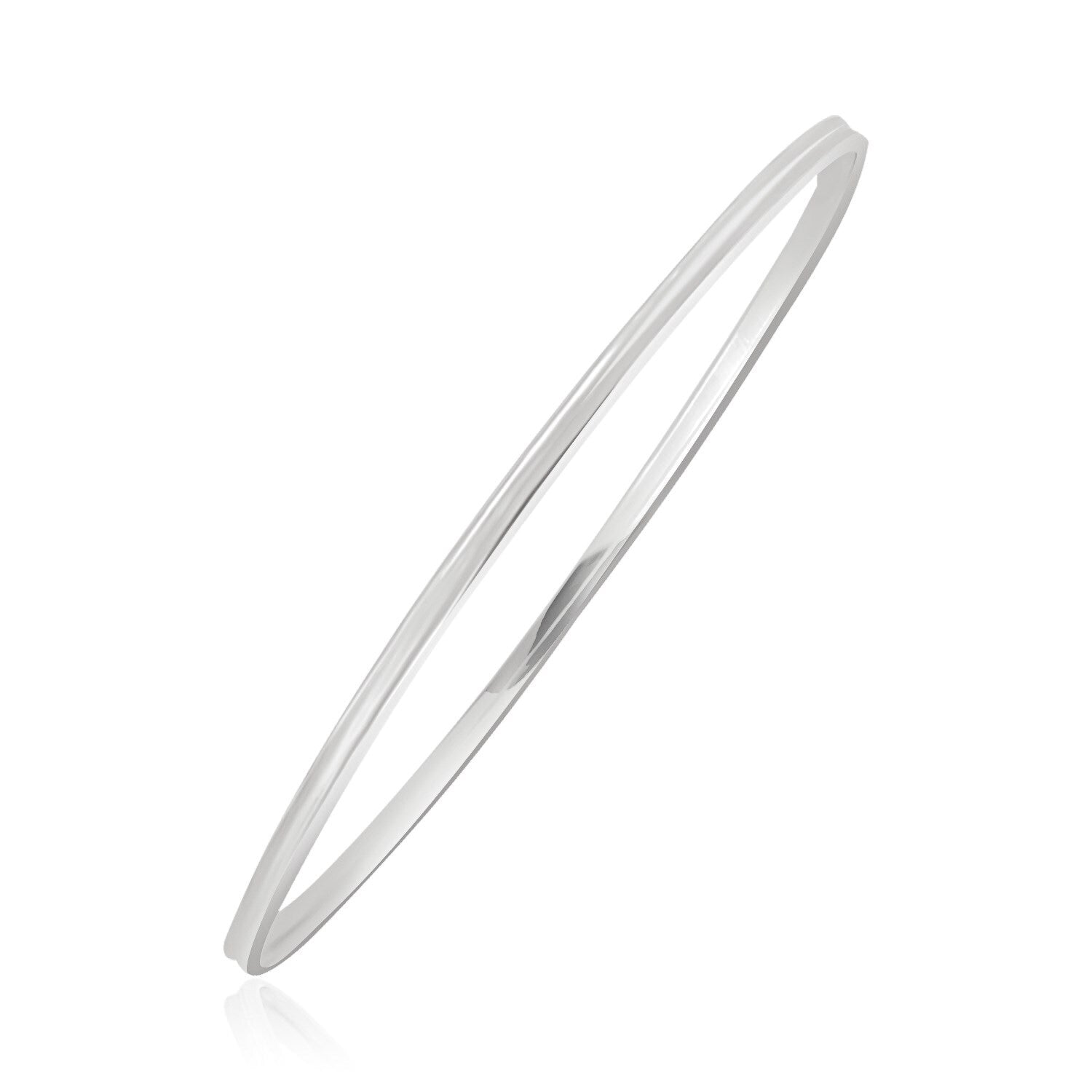 14k White Gold Concave Motif Thin  Stackable Bangle, size 8''