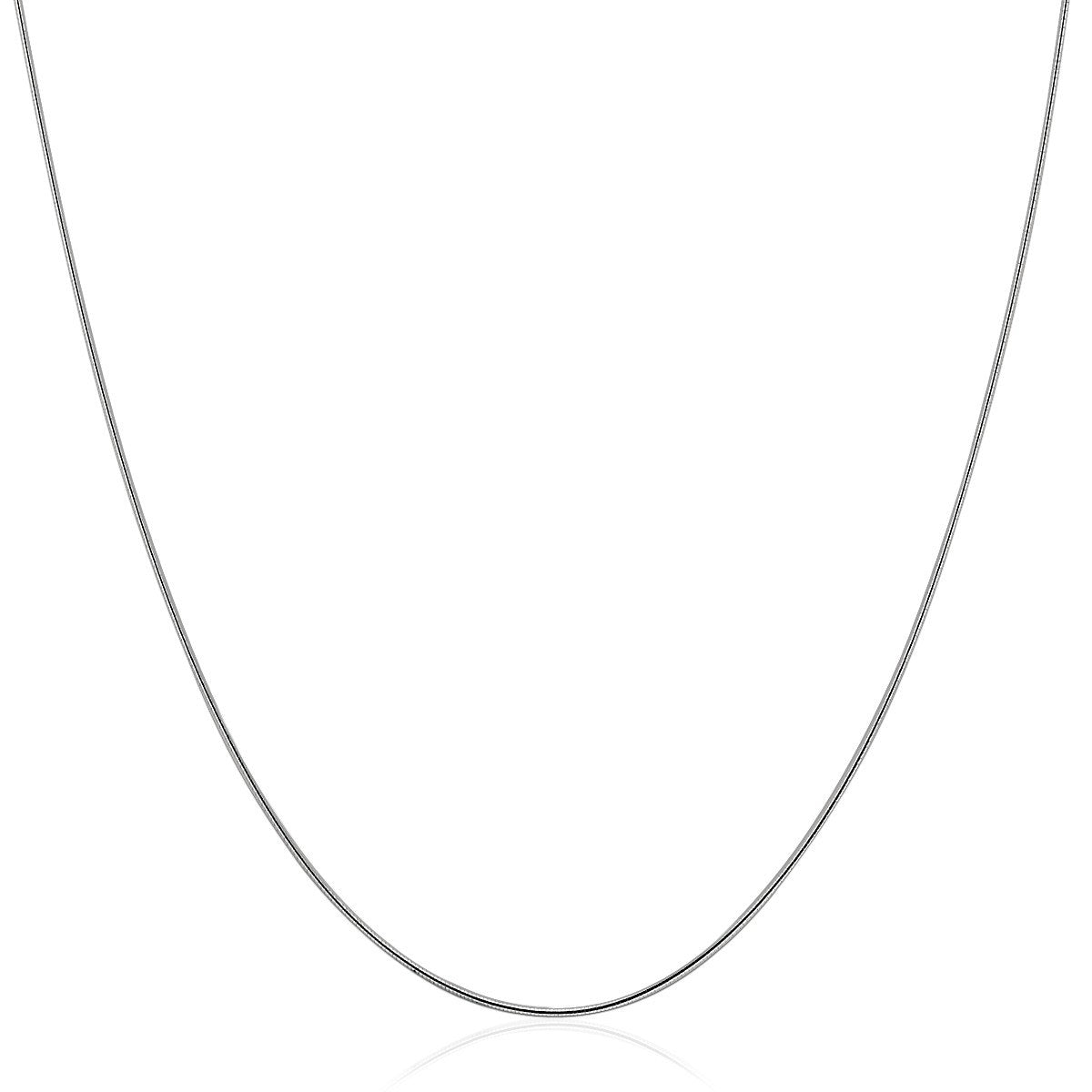 Sterling Silver Round Omega Style Chain Necklace with Rhodium Plating (1.25mm), size 16''