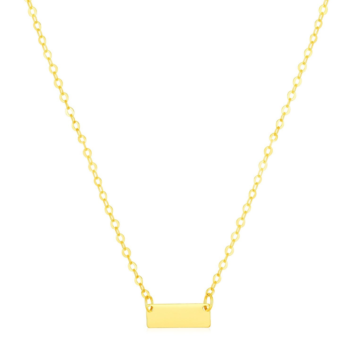 14k Yellow Gold Polished Mini Bar Necklace, size 18''