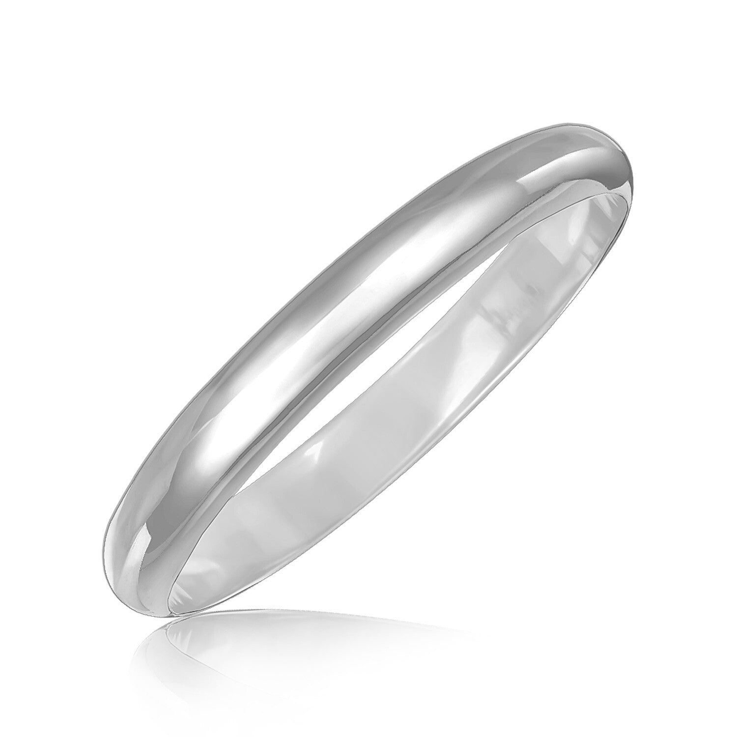 Sterling Silver Dome Style Bangle with Rhodium Plating, size 7.5''