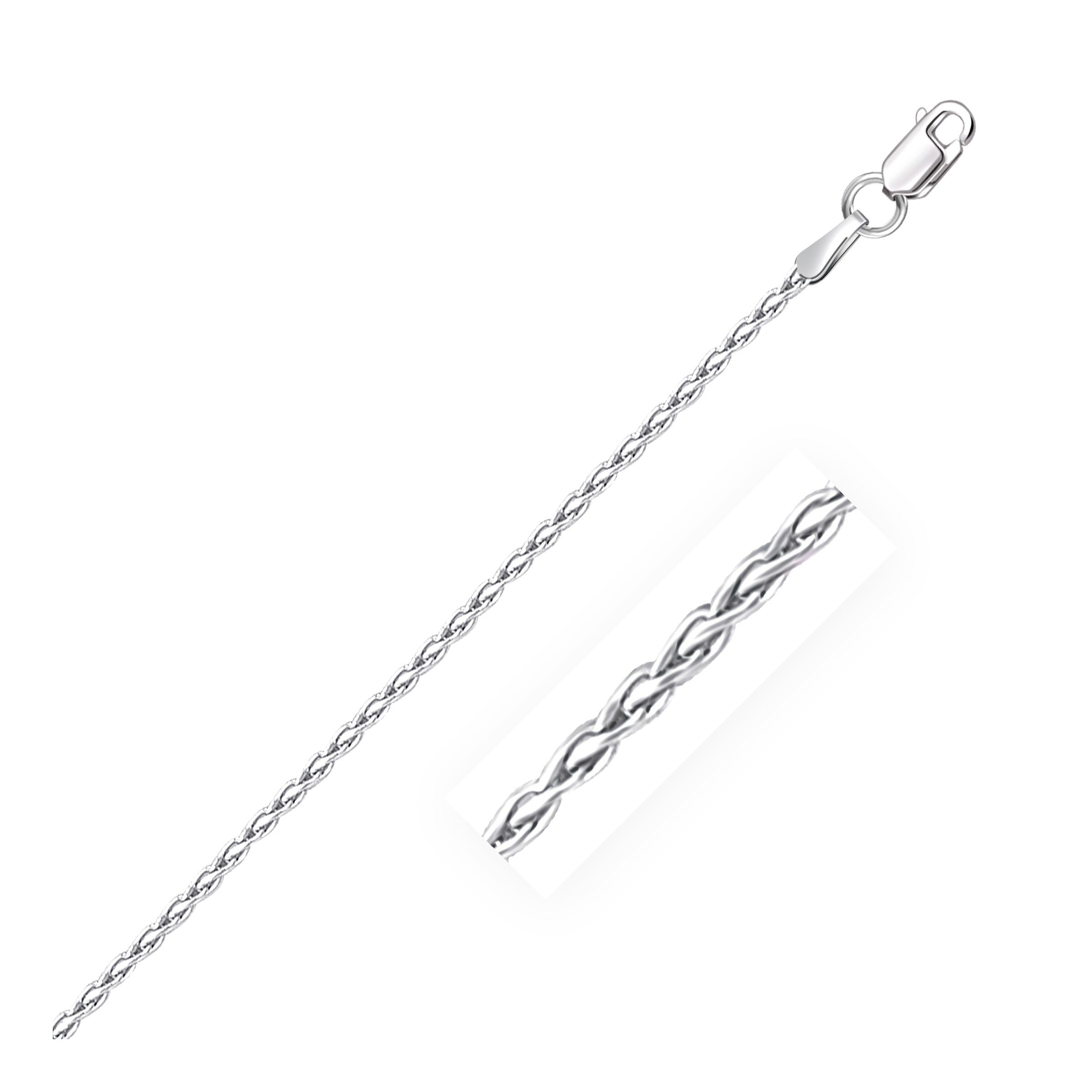 Sterling Silver Rhodium Plated Wheat Chain 1.5mm, size 18''