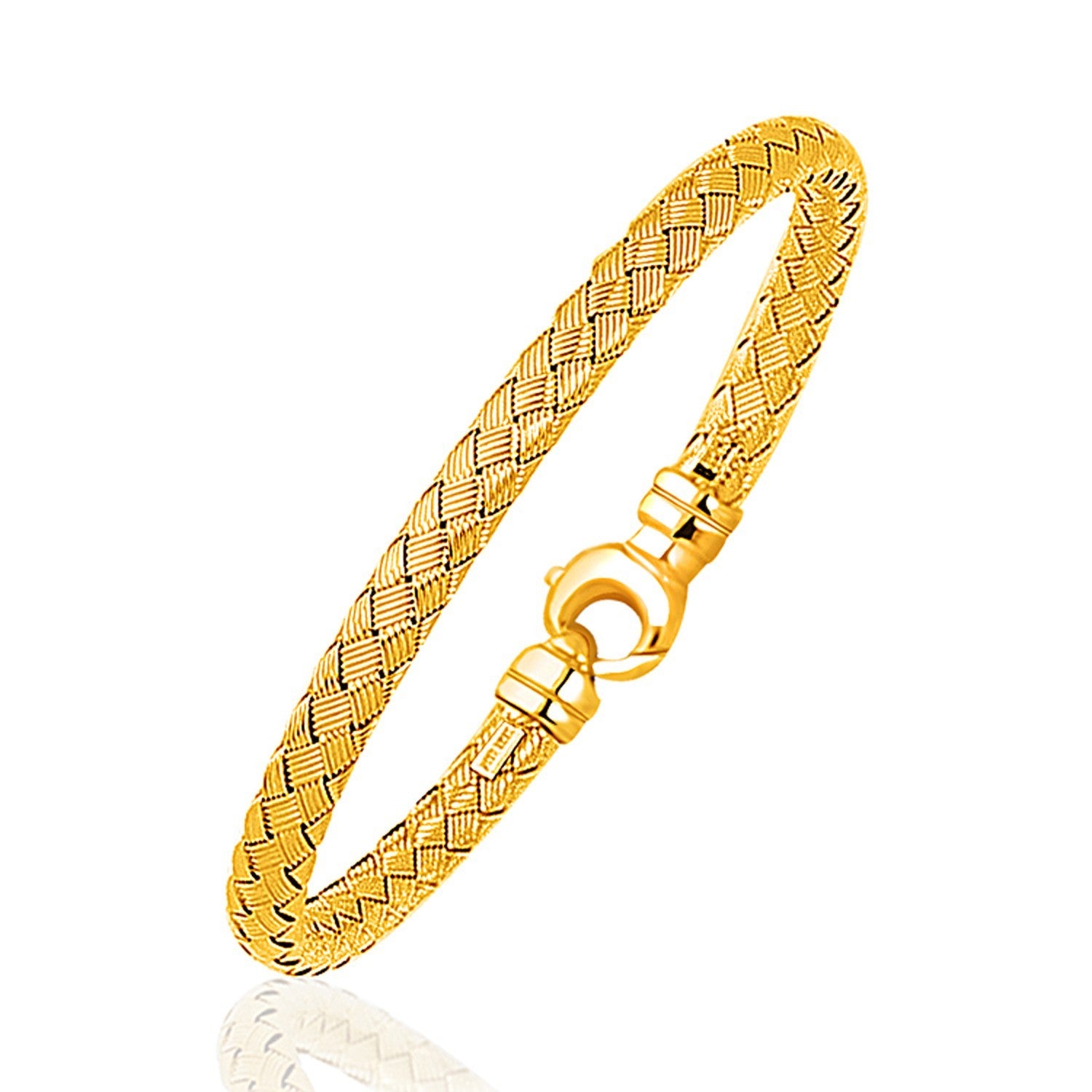 Fancy Weave Bangle in 14k Yellow Gold (5.0mm), size 7.25''