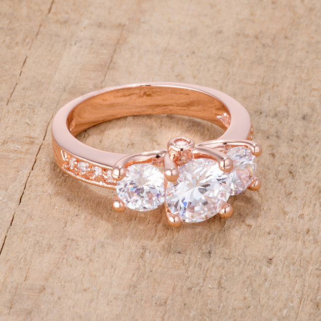 Dazzling Three Stone Engagement Ring with CZ