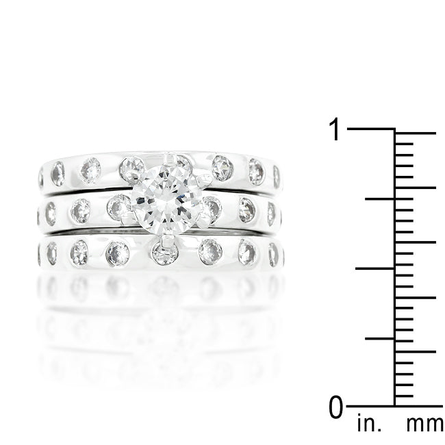 Bezel Set Engagement Ring Set