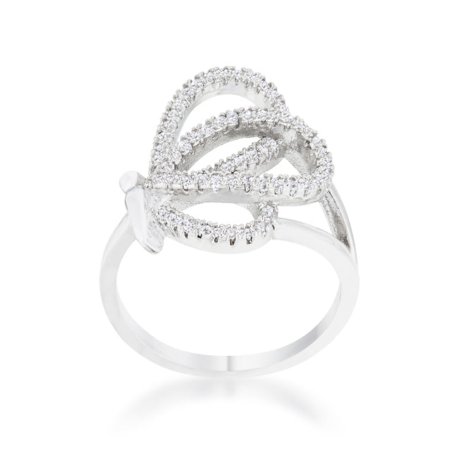 Bea 0.4ct CZ Rhodium Pave Butterfly Ring