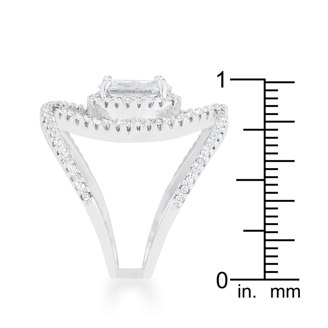 Maura 2.4ct CZ Rhodium Contemporary Cocktail Ring