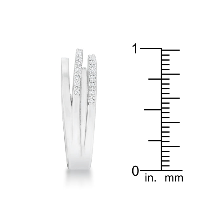Laurie 0.2ct CZ Rhodium Contemporary Trio Band Ring