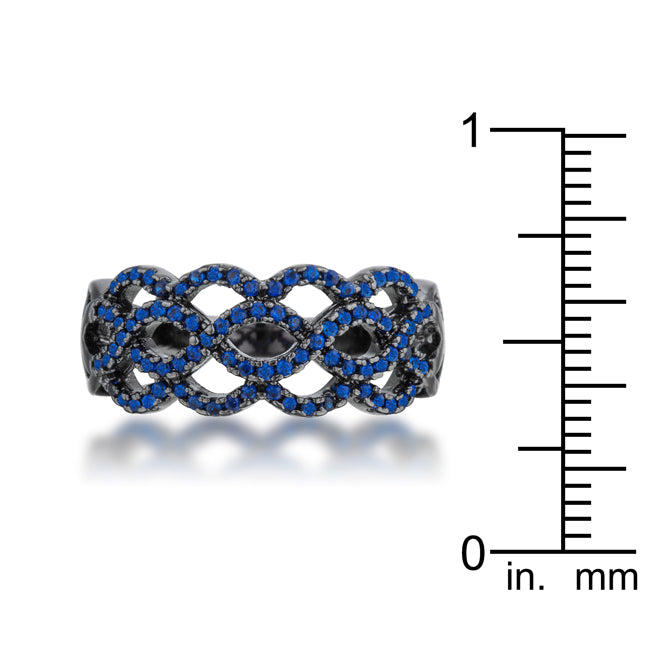 Brina 0.4ct Sapphire CZ Hematite Twist Ring