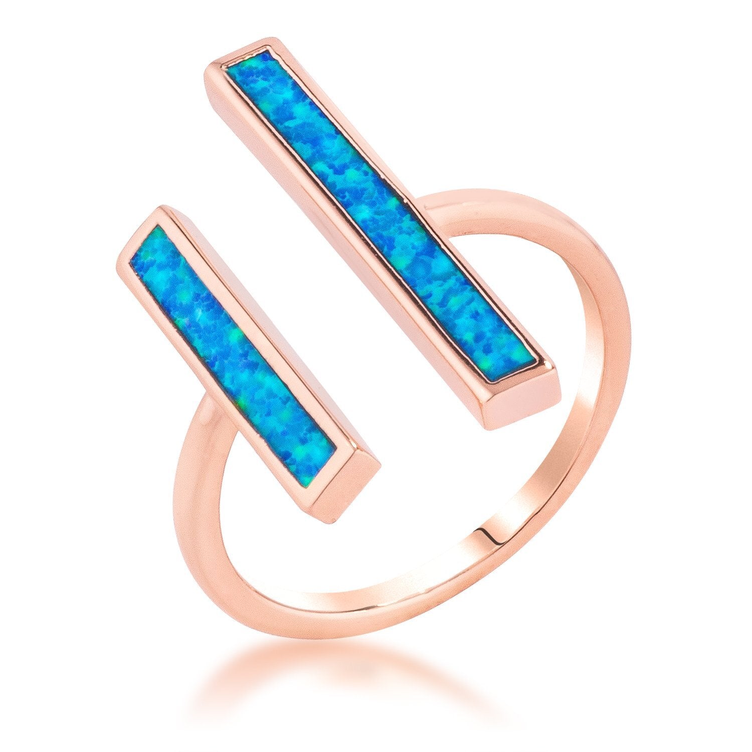 Contemporary Blue Opal Double Bar Ring