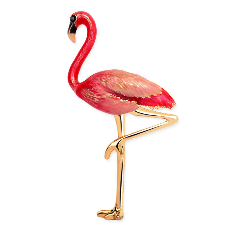 24K Gold Flamingo Bird Brooches