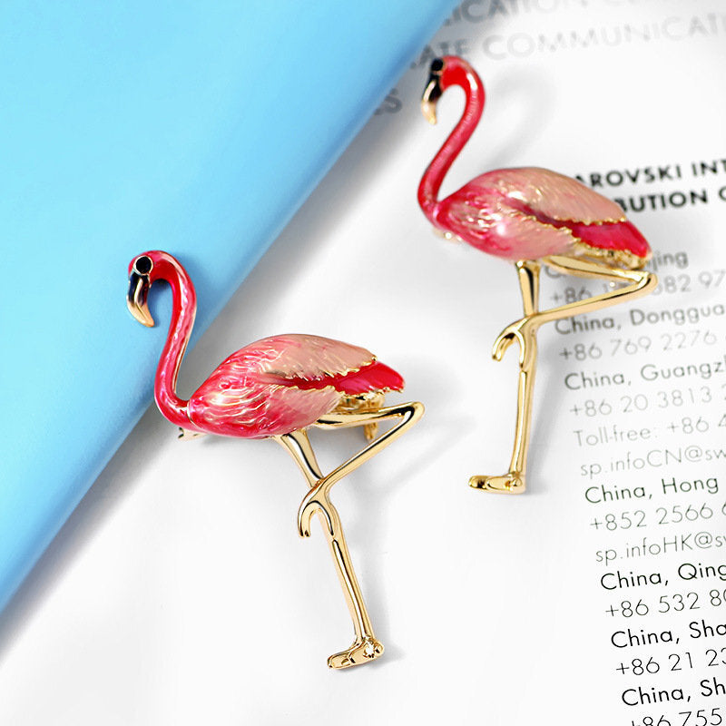 24K Gold Flamingo Bird Brooches