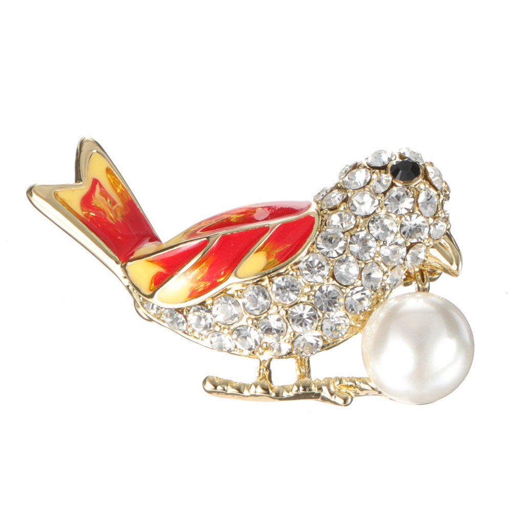 Fashion 18K Gold Rhinestones Bird Brooch