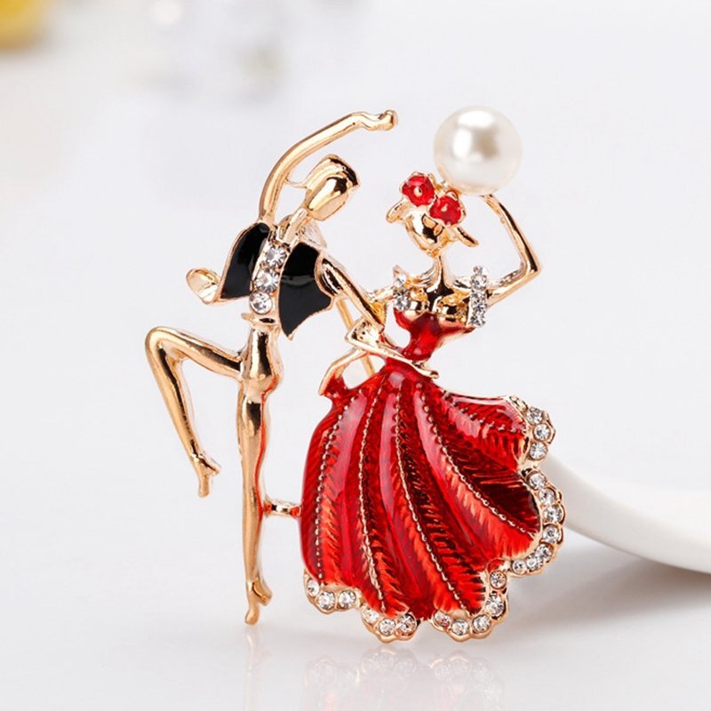 Elegant Double Dancing People Brooches