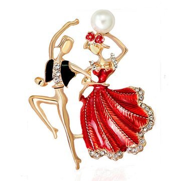 Elegant Double Dancing People Brooches