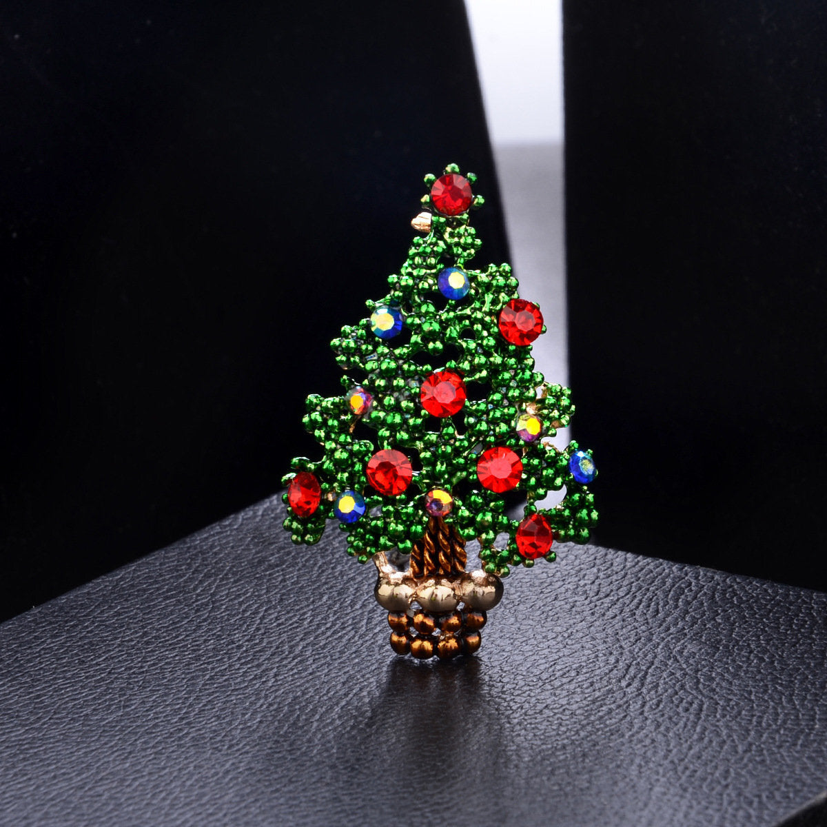 Metal Green Christmas Tree Brooch