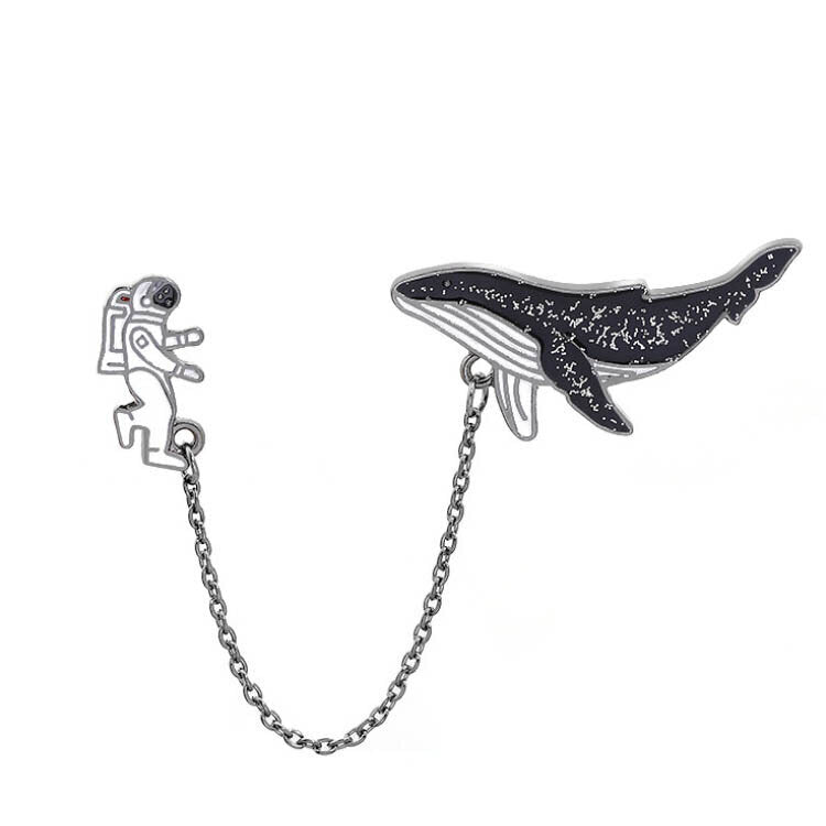 Astronaut Space Whale Pin