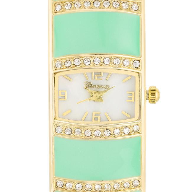 Gold Cuff Watch With Crystals - Mint