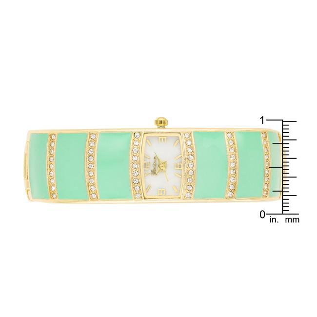 Gold Cuff Watch With Crystals - Mint