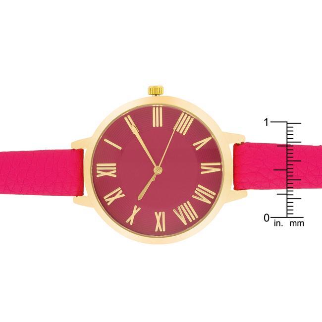 Gold Watch With Pink Leather Strap