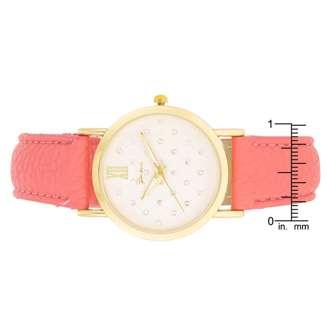 Gold Coral Leather Watch